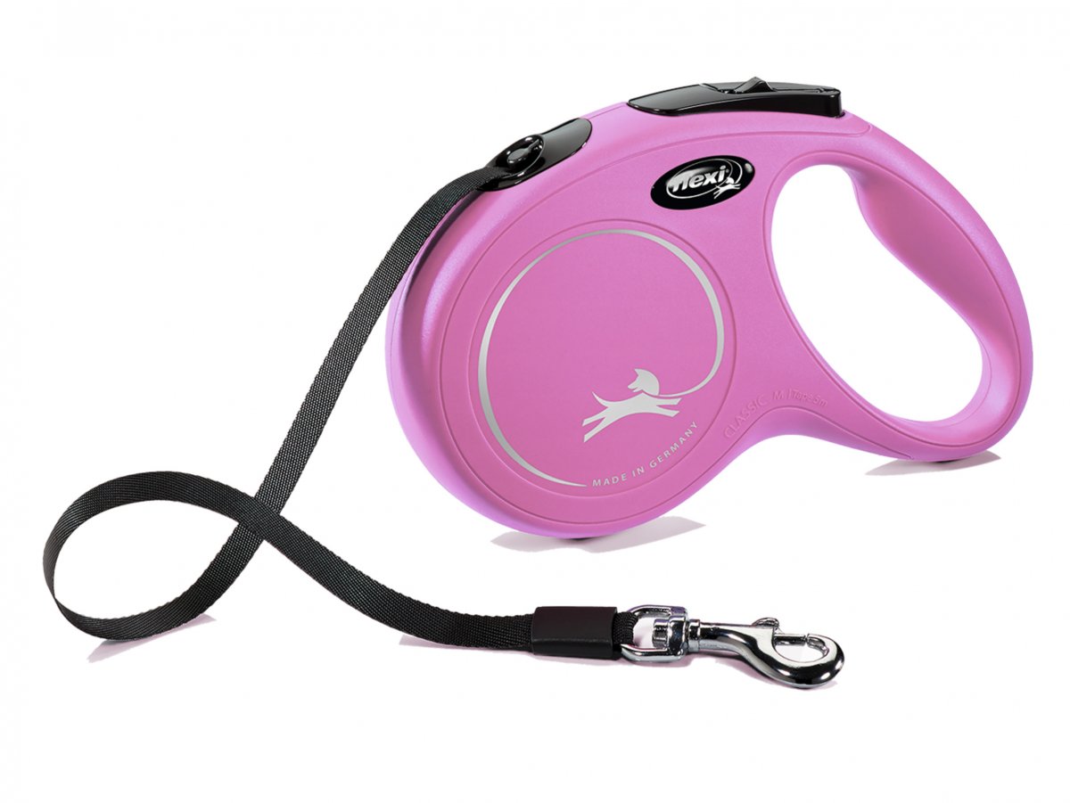 Vodítko FLEXI Classic NEW M pásek 5m/25kg růžová