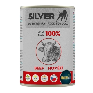 IRONpet Silver Dog Hovězí 100% masa, konzerva 400g